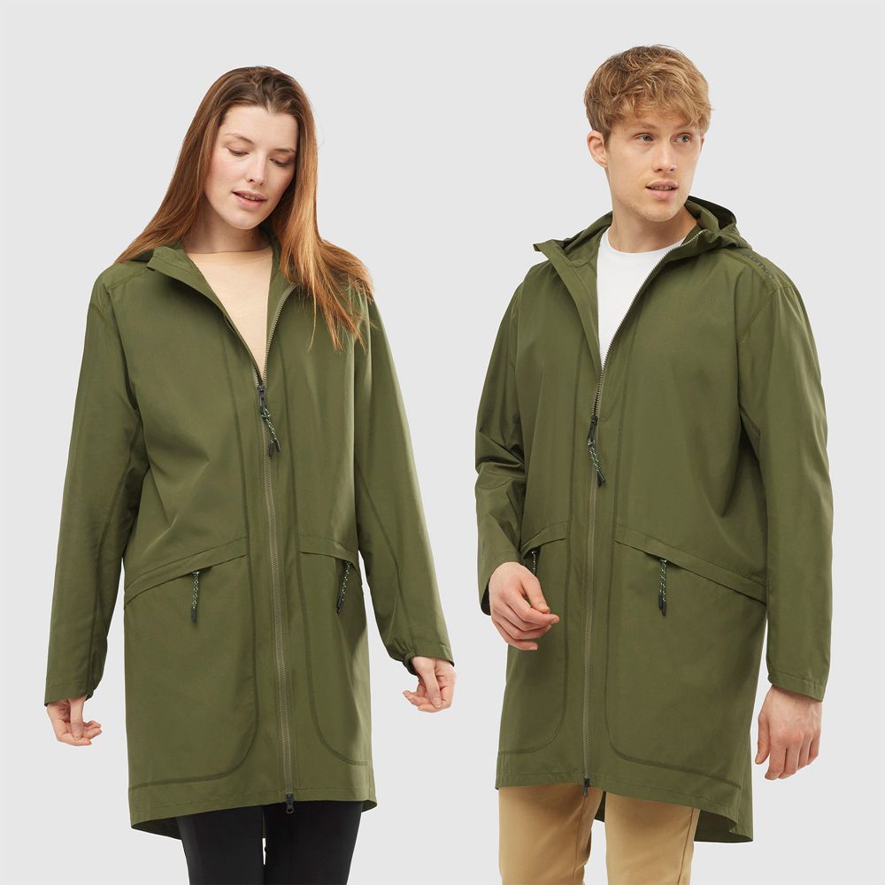 Salomon OUTLIFE LONG PACKABLE Chaqueta Viento Hombre - Verde Oliva - Colombia (32561-WBRA)